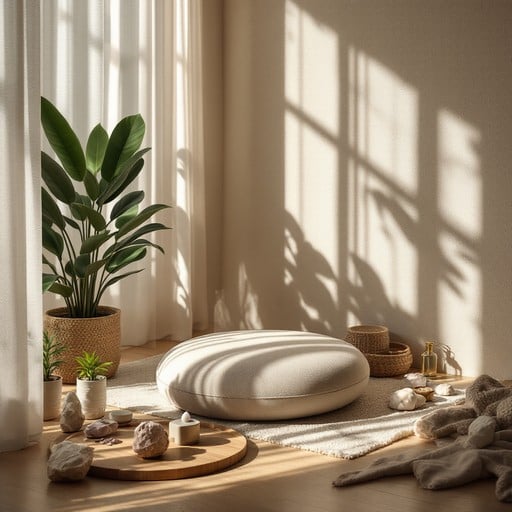 Serene wellness corner with natural elements
